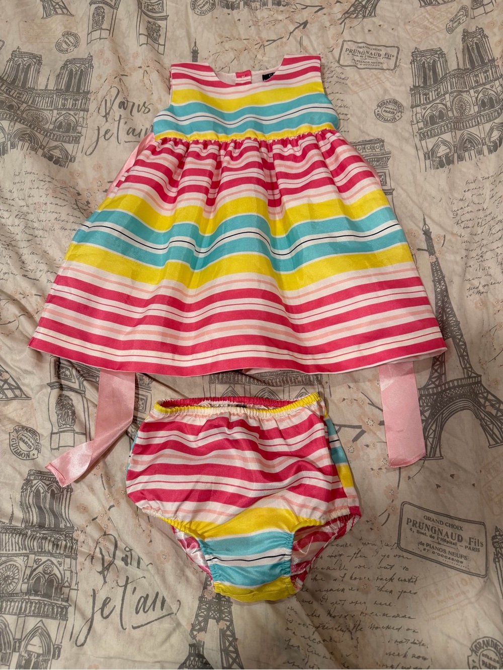 Chaps Striped Dress with Bloomers size 12M